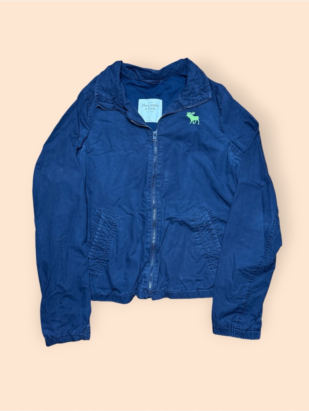 Vintage Abercrombie & Fitch Y2K Zip Up Jacket Large Blue Preppy Vtg 2000s AF